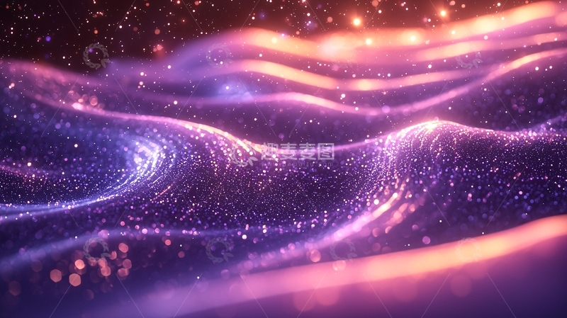 高清大图下载【趣麦麦图】梦幻紫色波浪粒子