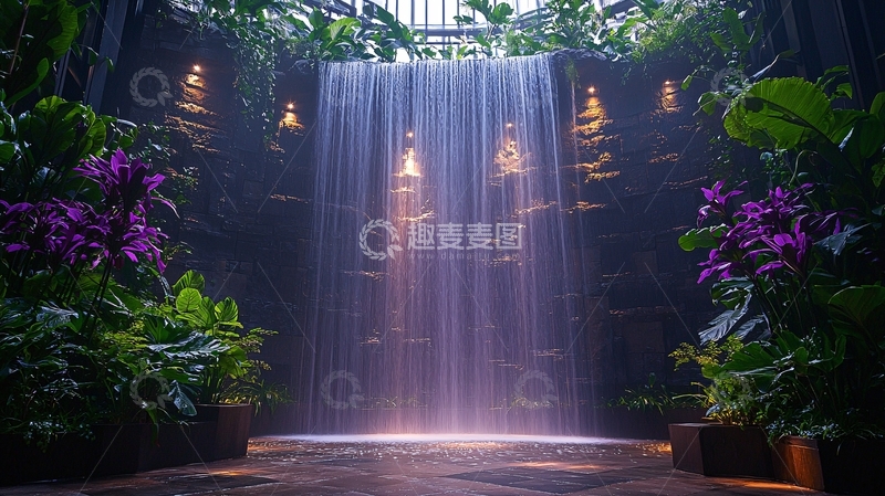 高清大图下载【趣麦麦图】室内瀑布