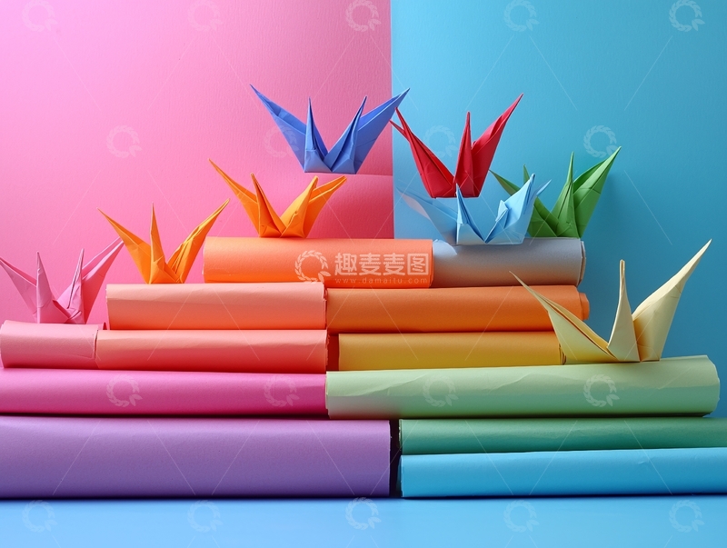 高清大图下载【趣麦麦图】彩色纸鹤