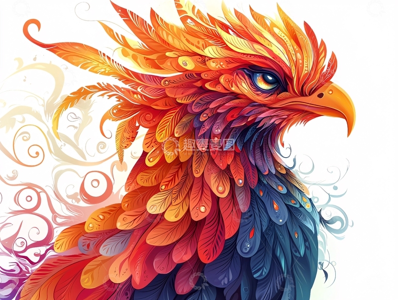 高清大图下载【趣麦麦图】彩色羽毛的凤凰