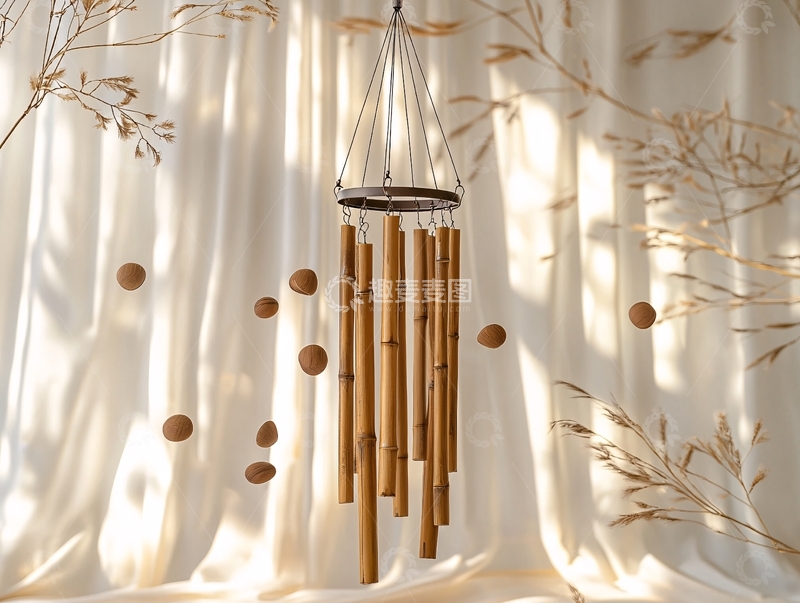高清大图下载【趣麦麦图】竹制风铃
