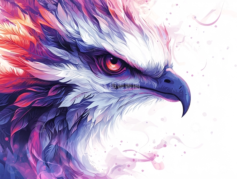 高清大图下载【趣麦麦图】色彩绚丽的老鹰画像