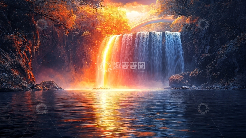 高清大图下载【趣麦麦图】火焰瀑布