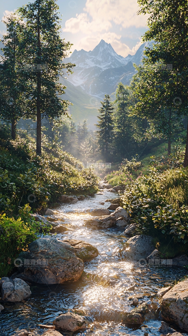 高清大图下载【趣麦麦图】高山流水