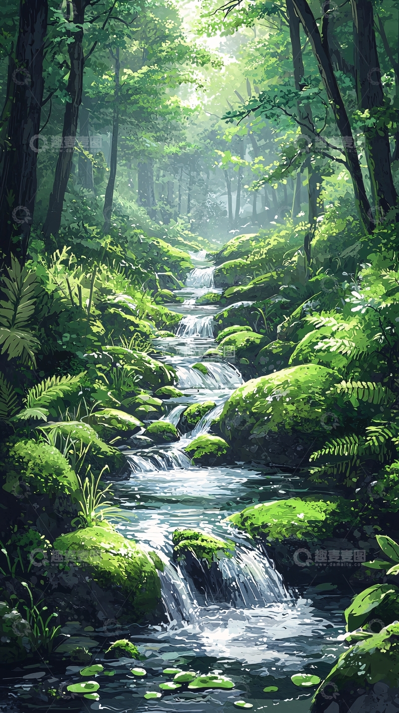 高清大图下载【趣麦麦图】森林溪流