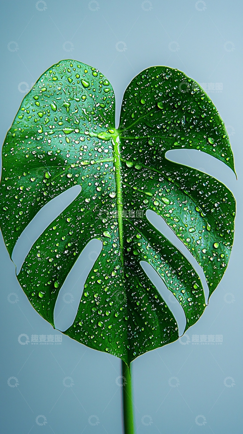 高清大图下载【趣麦麦图】绿叶上的水珠清新