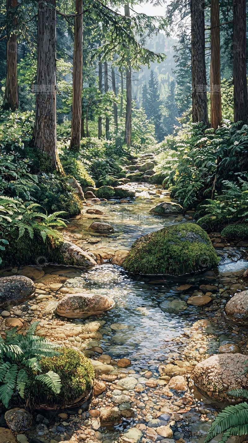 高清大图下载【趣麦麦图】森林小溪
