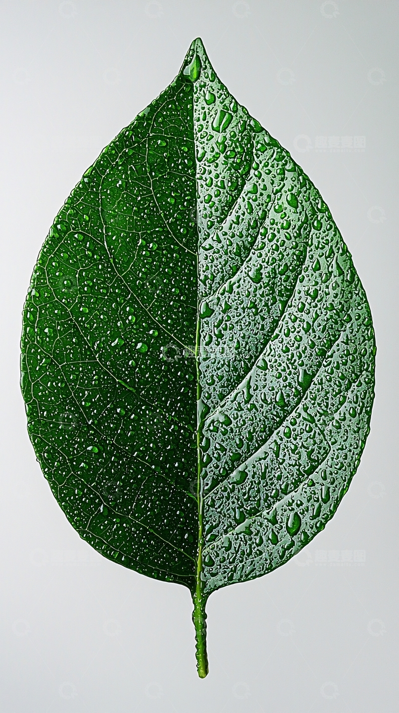 高清大图下载【趣麦麦图】绿叶一半透明一半翠绿