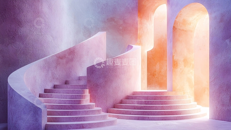 高清大图下载【趣麦麦图】梦幻粉色旋转楼梯
