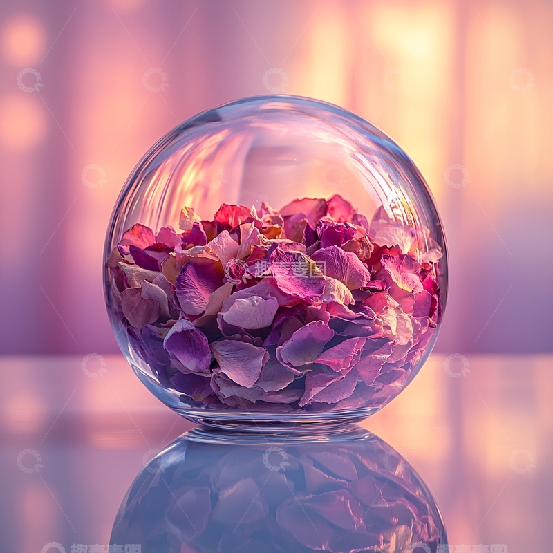 高清大图下载【趣麦麦图】玻璃球里的玫瑰花瓣