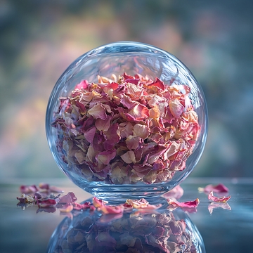 玻璃球里的玫瑰花瓣