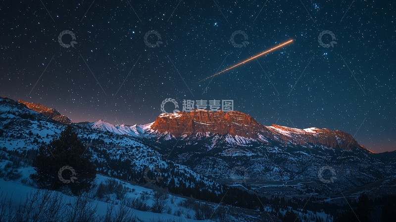 高清大图下载【趣麦麦图】星空下的雪山