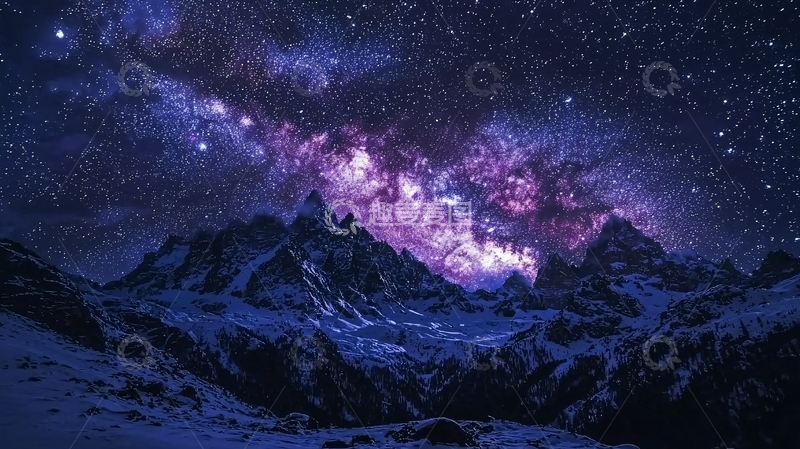 高清大图下载【趣麦麦图】星空下的雪山