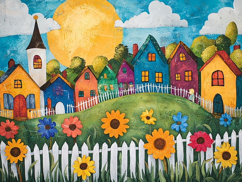 高清大图下载【趣麦麦图】彩色小镇