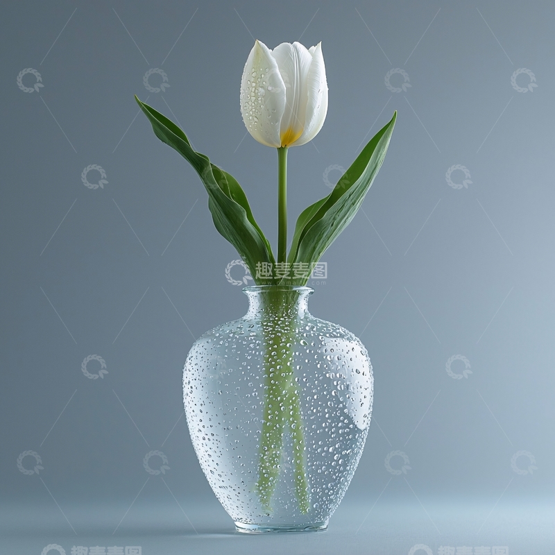 高清大图下载【趣麦麦图】单支白色郁金香