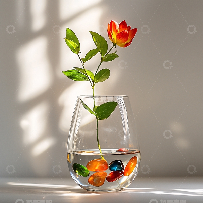 高清大图下载【趣麦麦图】光影花瓶插花