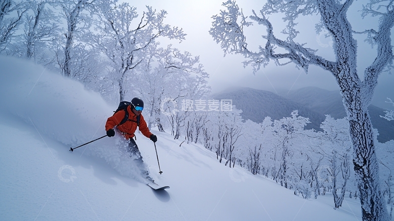 高清大图下载【趣麦麦图】雪山滑雪