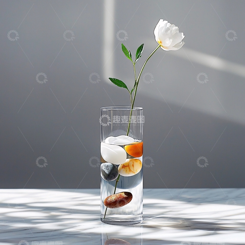 高清大图下载【趣麦麦图】极简花艺与彩色鹅卵石