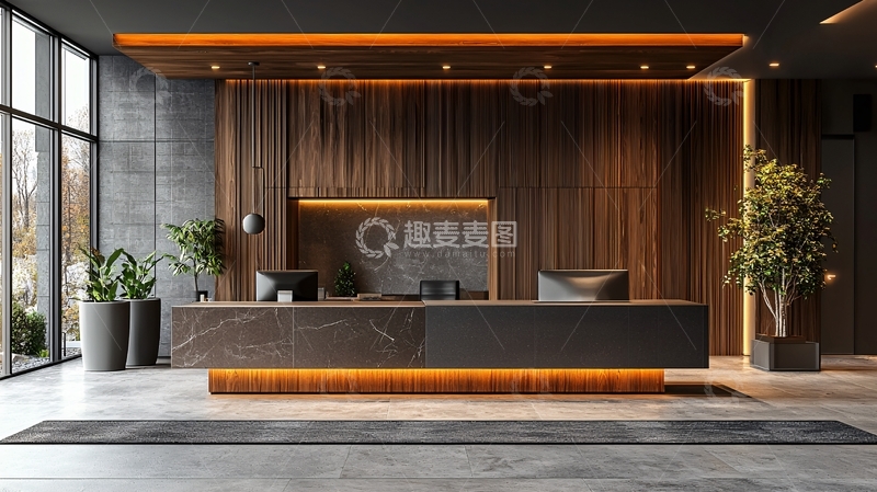 高清大图下载【趣麦麦图】现代风格酒店前台设计