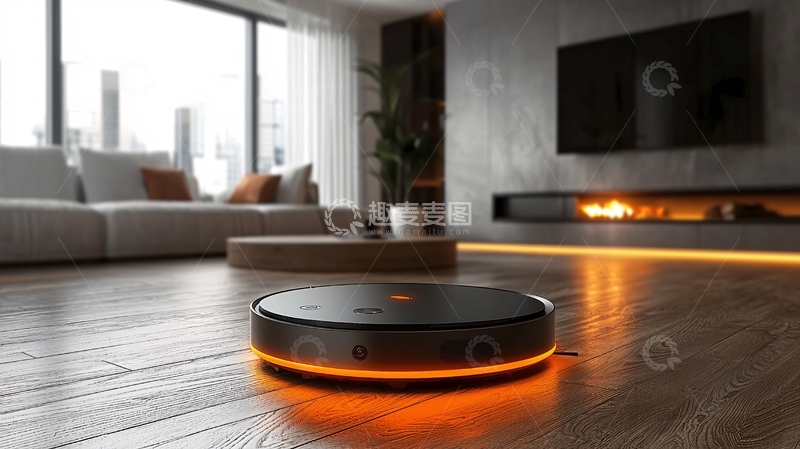 高清大图下载【趣麦麦图】现代简约客厅智能扫地机器人