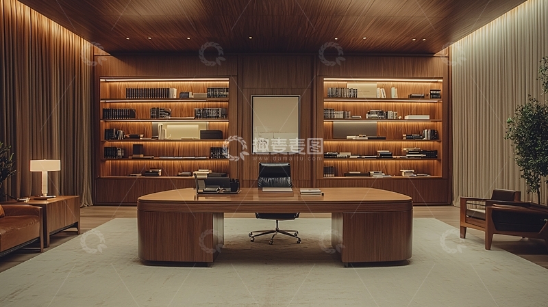 高清大图下载【趣麦麦图】高级木质办公空间