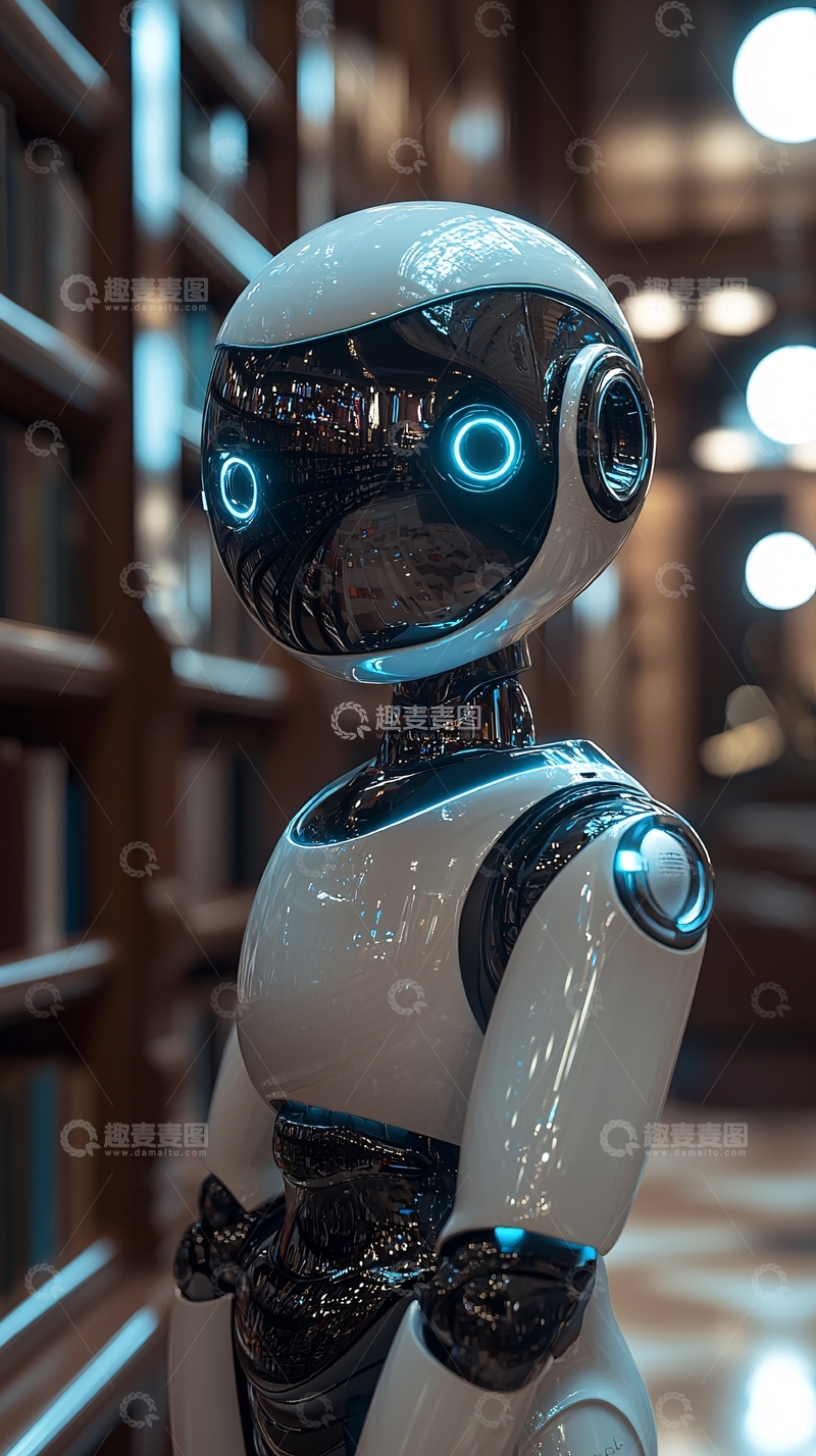 高清大图下载【趣麦麦图】图书馆机器人