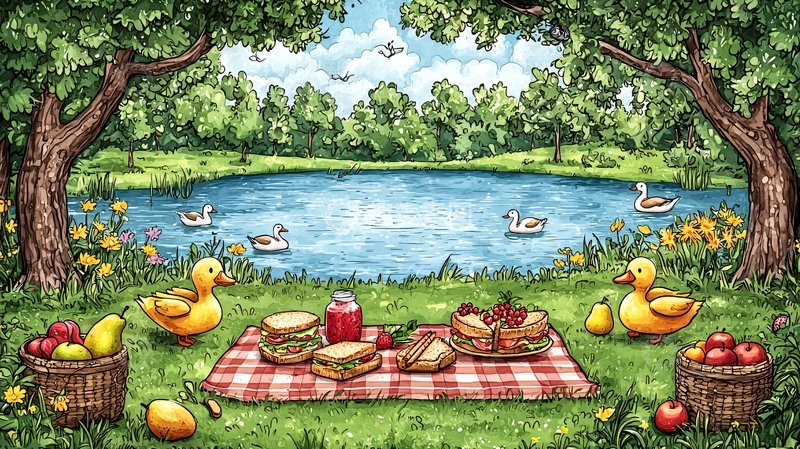 高清大图下载【趣麦麦图】公园野餐