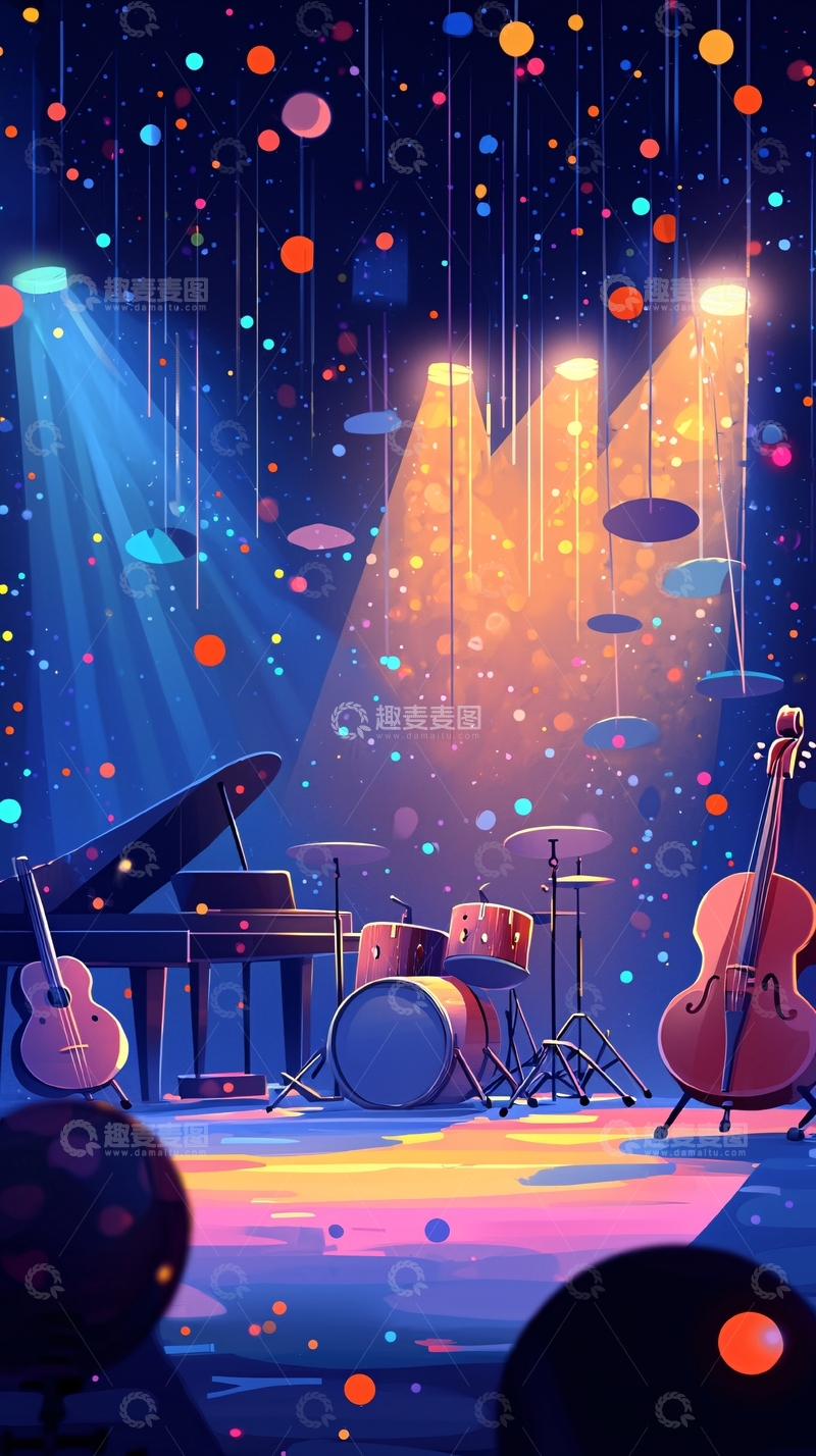高清大图下载【趣麦麦图】梦幻舞台乐器演奏