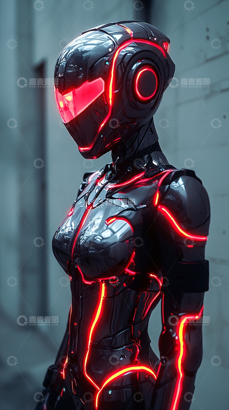 高清大图下载【趣麦麦图】未来感女机器人