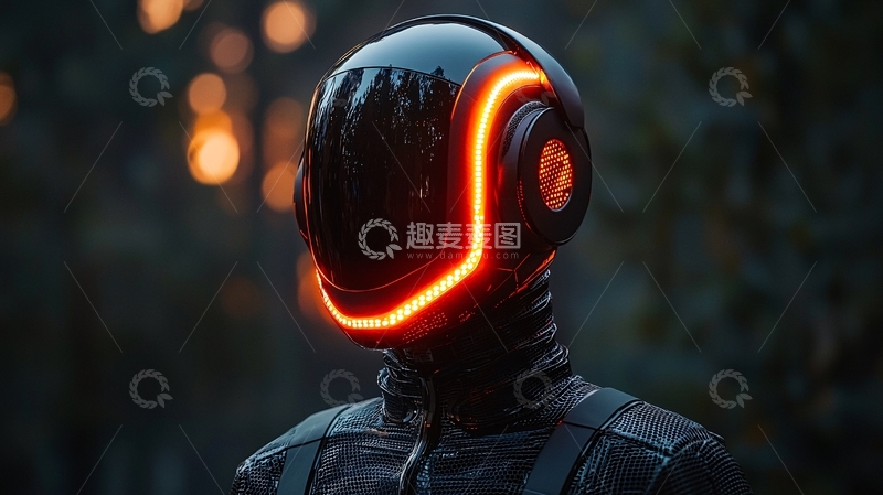 高清大图下载【趣麦麦图】未来科技感机器人头盔