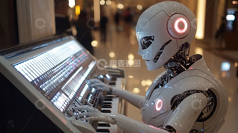 高清大图下载【趣麦麦图】机器人演奏乐器