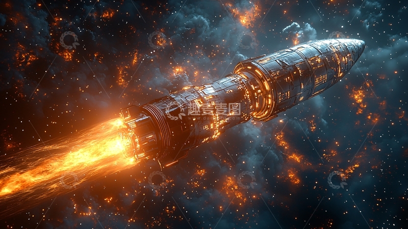 高清大图下载【趣麦麦图】燃烧的宇宙飞船残骸