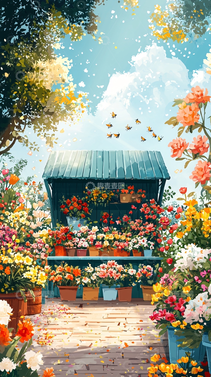 高清大图下载【趣麦麦图】春日花店
