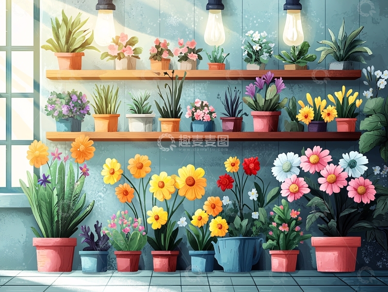 高清大图下载【趣麦麦图】阳光洒进花店