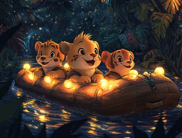 夜晚丛林小虎漂流