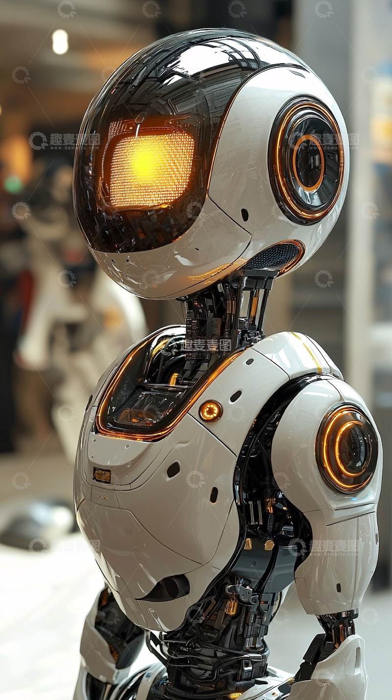 高清大图下载【趣麦麦图】可爱白色机器人