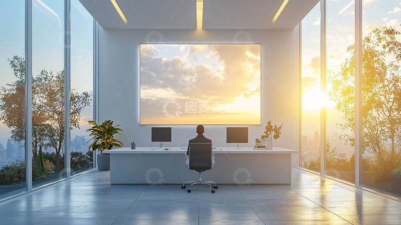 高清大图下载【趣麦麦图】现代化玻璃幕墙办公室