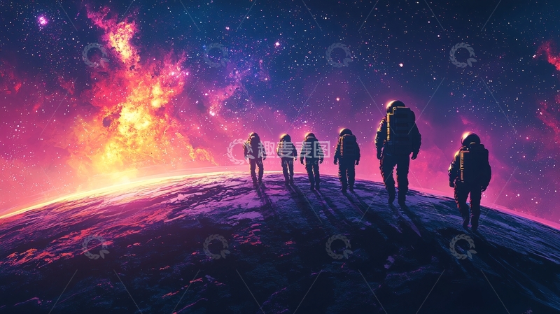高清大图下载【趣麦麦图】星空下的探险队