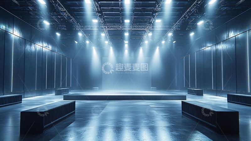 高清大图下载【趣麦麦图】蓝色灯光舞台背景