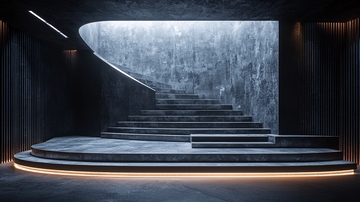 暗色系现代风格弧形楼梯