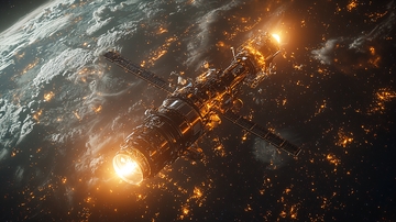 燃烧的宇宙飞船坠落地球