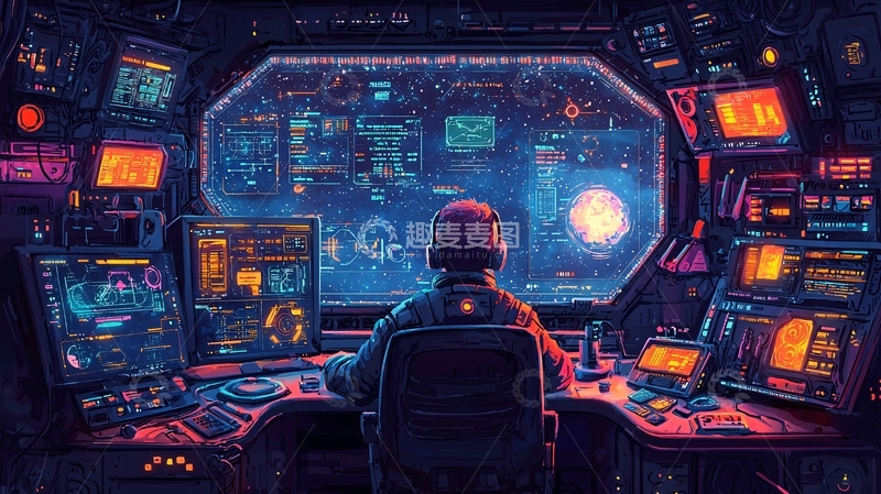 高清大图下载【趣麦麦图】太空飞船控制室