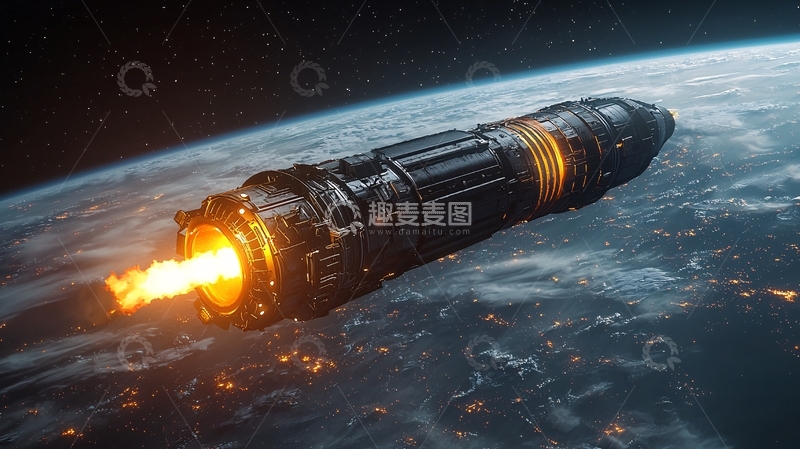 高清大图下载【趣麦麦图】太空飞船地球轨道发射