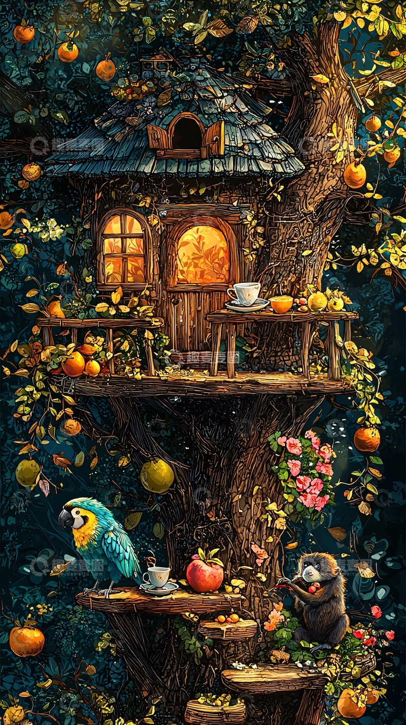 高清大图下载【趣麦麦图】童话树屋