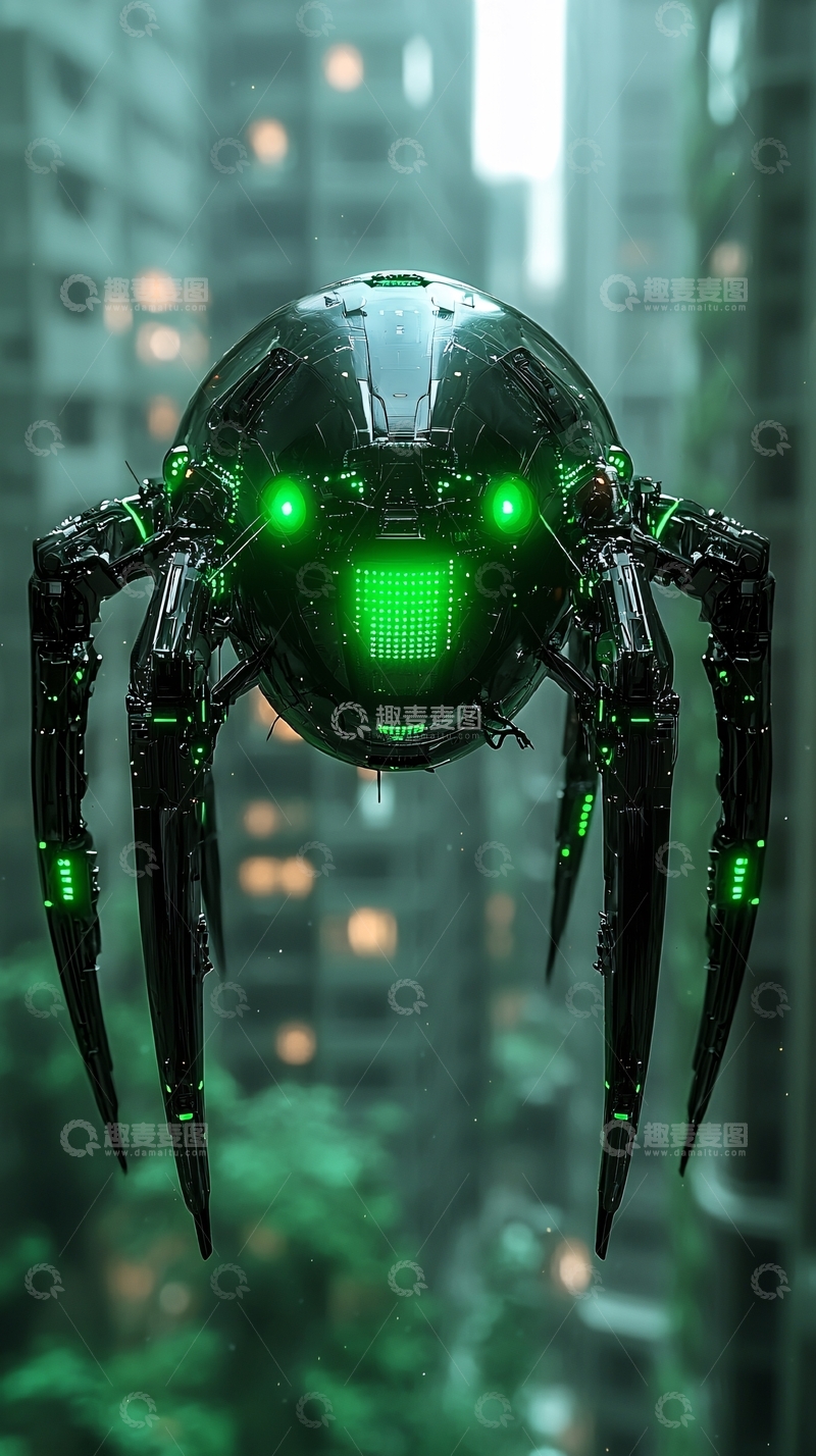 高清大图下载【趣麦麦图】未来科技感蜘蛛机器人