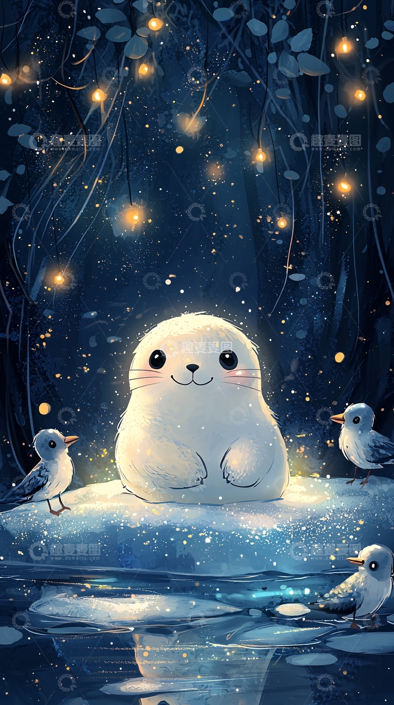 高清大图下载【趣麦麦图】梦幻森林小海豹