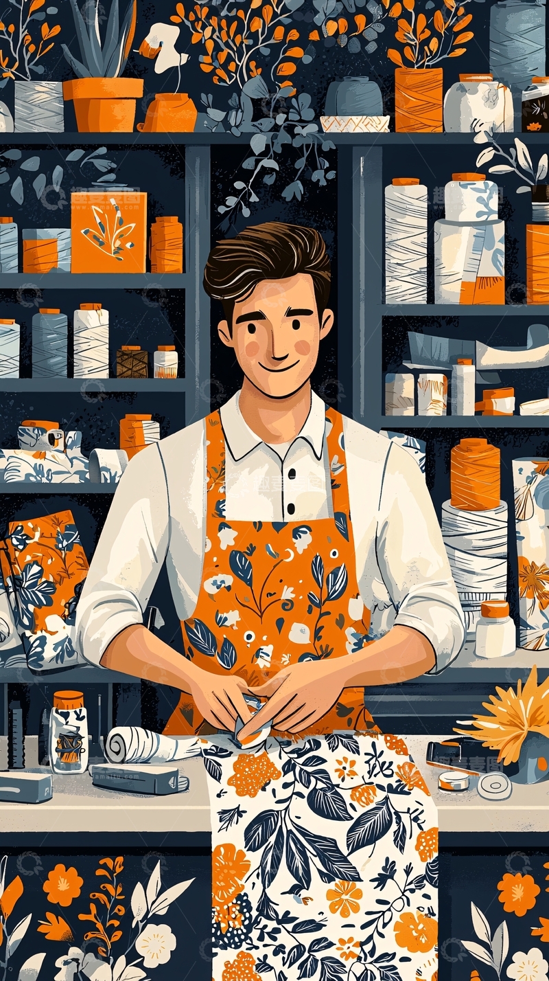 高清大图下载【趣麦麦图】手工布艺店老板