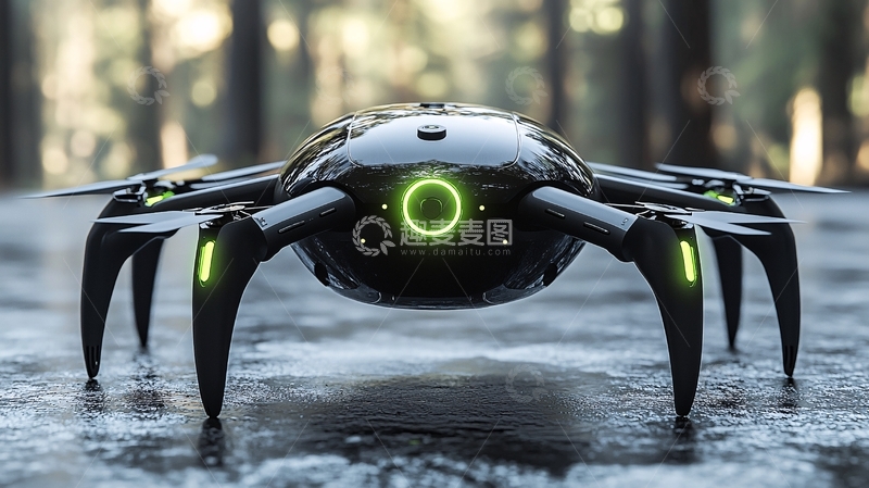 高清大图下载【趣麦麦图】未来科技感蜘蛛无人机