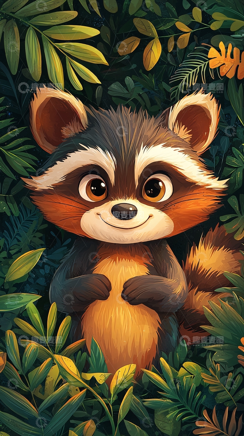 高清大图下载【趣麦麦图】卡通浣熊