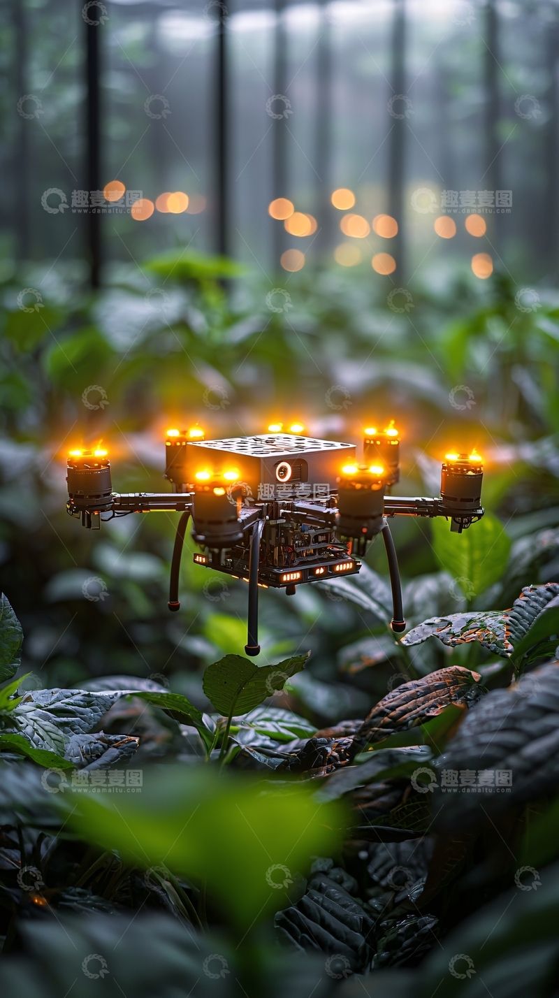 高清大图下载【趣麦麦图】温室大棚里的无人机